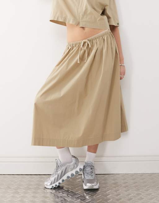 COLLUSION tie low rise maxi skirt in stone, 2 of 5