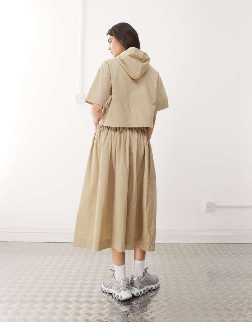 COLLUSION tie low rise maxi skirt in stone, 3 of 5