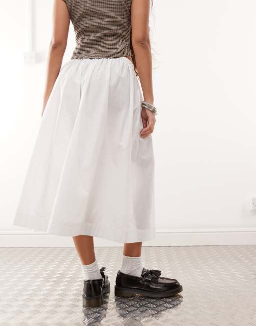 COLLUSION tie low rise maxi skirt in white, 4 of 5