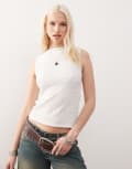 [Collusion] COLLUSION tie side detail top-White S WHITE