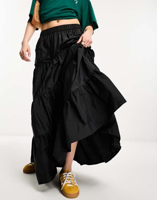 Max studio outlet tiered maxi skirt