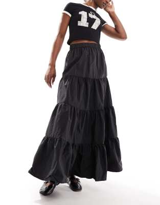 COLLUSION tiered taffeta maxi skirt in black - ASOS Price Checker