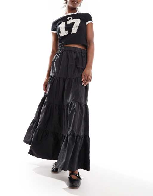 Tiered taffeta 2025 maxi skirt