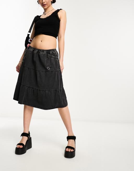 Tiered skirt outlet knee length