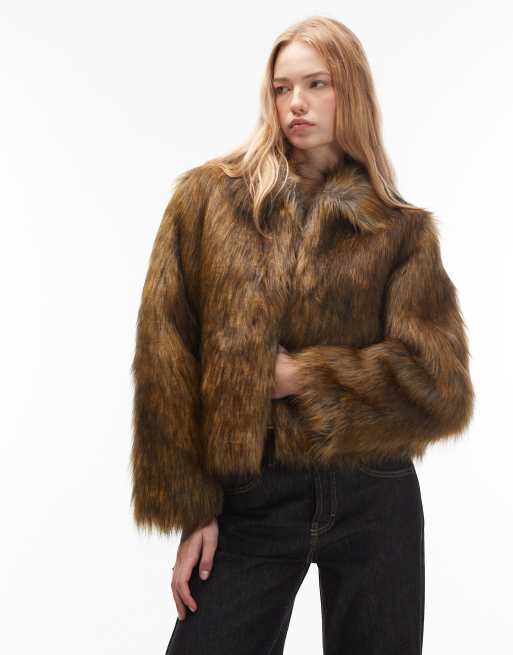 COLLUSION tipped faux fur jacket