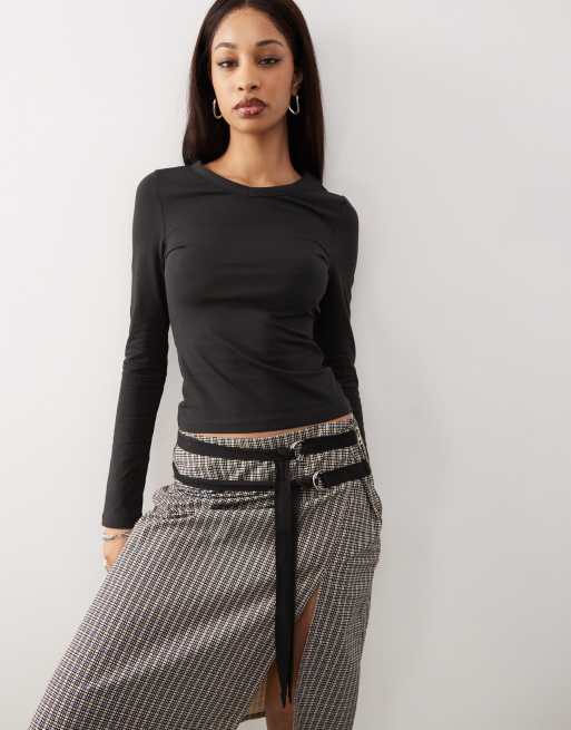 COLLUSIOn - Top a maniche lunghe blu navy scuro con scollo a V
