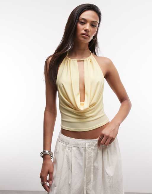 COLLUSION - Top amarillo limón con cuello halter desbocado, 2 de 4