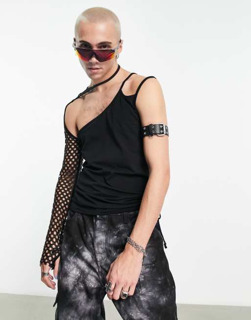 COLLUSION - Top asymétrique en tulle - Noir