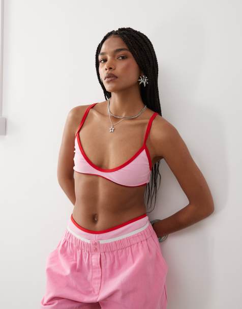 COLLUSION - Top bikini rosa in spugna con scollo rotondo - view 1