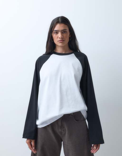 COLLUSION top boxy a contrasto con maniche raglan, 5 di 5
