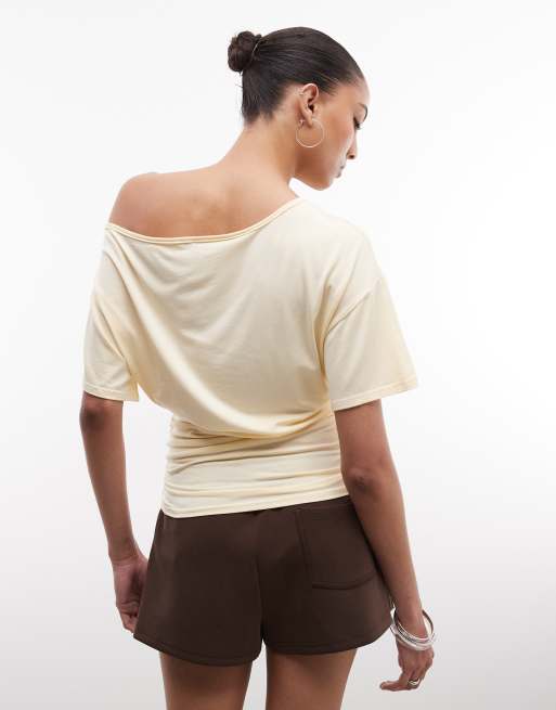 Collusion - Top drapé à épaules dénudées - Babeurre, 4 de 4