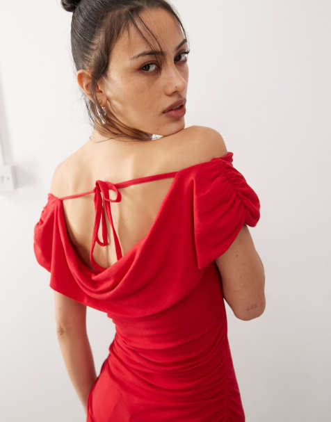 COLLUSION - Top rosso con spalle scoperte e scollo rotondo - view 1