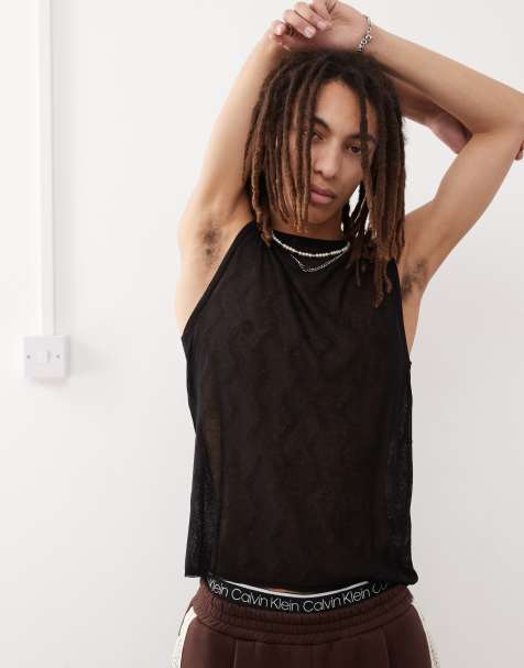 COLLUSION - Top senza maniche da festival in maglia nero - view 1