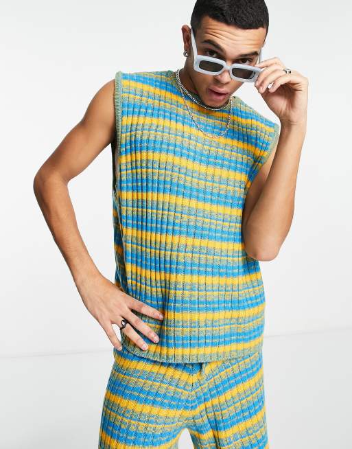 COLLUSION - Top senza maniche in maglia con stampa jacquard multicolore