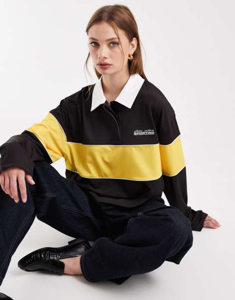 COLLUSION - Top stile polo comodo giallo - view 1