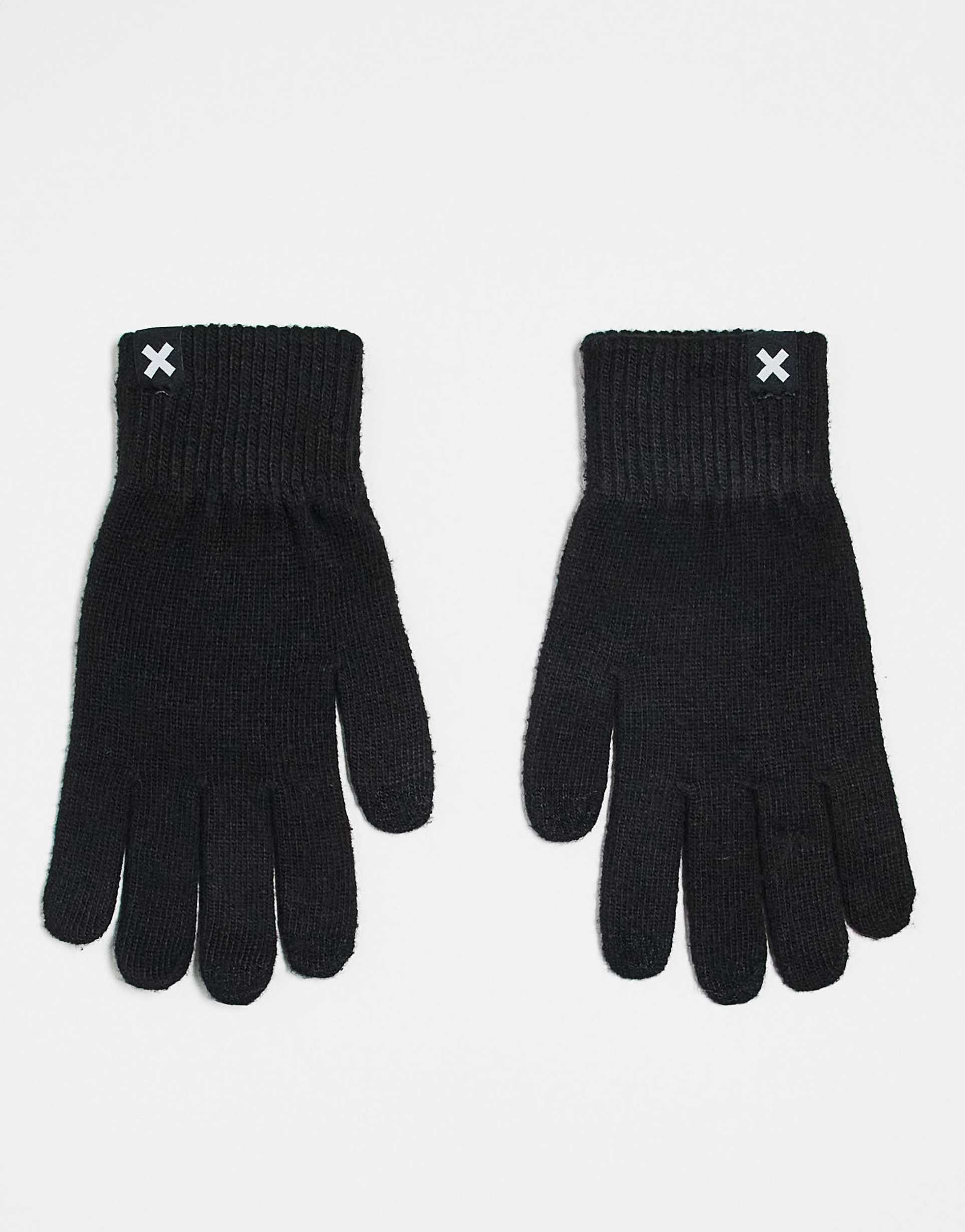 collusion touch screen gloves in black