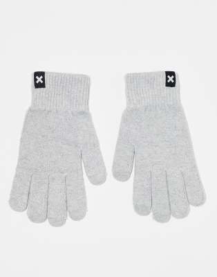 COLLUSION touch screen gloves in light grey marl φωτογραφία