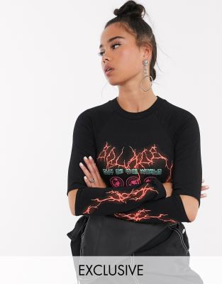 COLLUSION - Body met lange mouwen en tour-print-Multi Multi