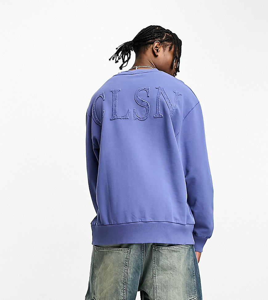 COLLUSION towelling print sweatshirt in washed blue
