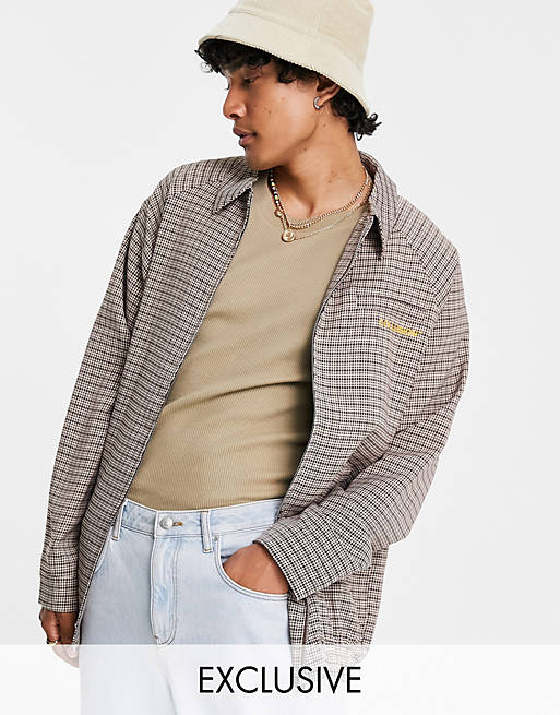 COLLUSION track jacket in brown heritage check co-ord