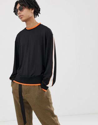 adidas originals sweatshirt in black with orange piping