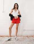 [Collusion] COLLUSION trackie micro shorts in red XS RED