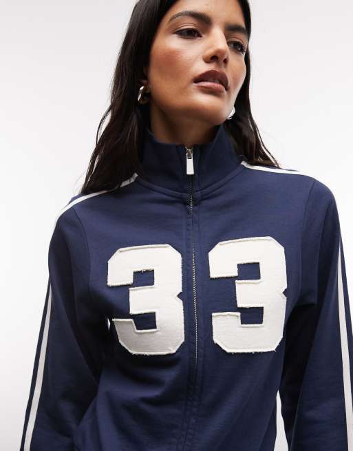 COLLUSION – Trainingsjacke in Marineblau mit Stehkragen und Reißverschluss, Kombiteil, 3 von 4