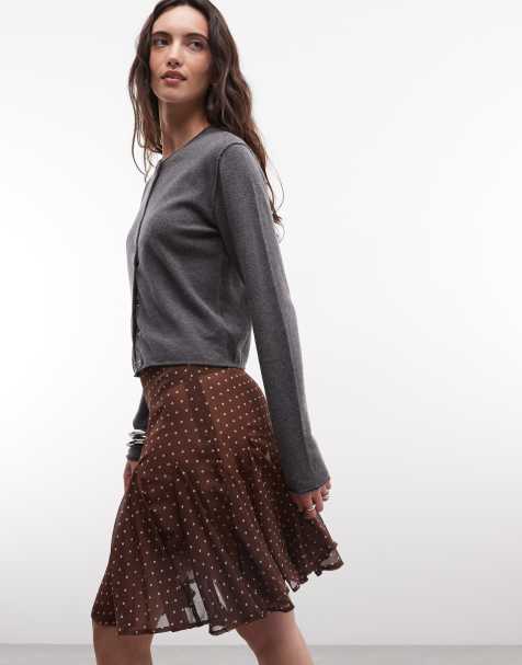 COLLUSION – Transparenter Midirock in Braun mit Polka Dots und Godet-Details - view 1