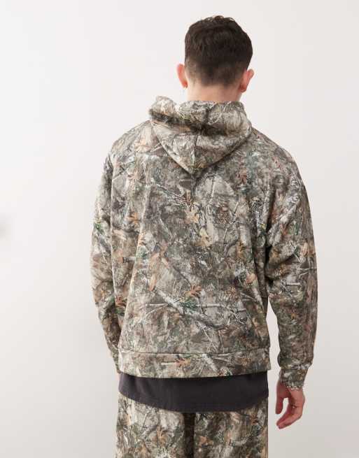 Sweat Capuche Camouflage Homme Mossy Oak – Taille L, Vert, Cordon De Serrage, état Correct