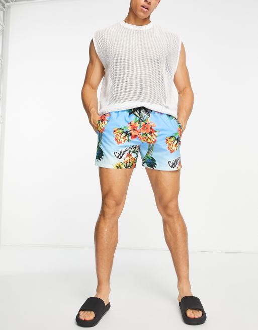 ASOS DESIGN swim shorts in short length in tropical print - part of a set