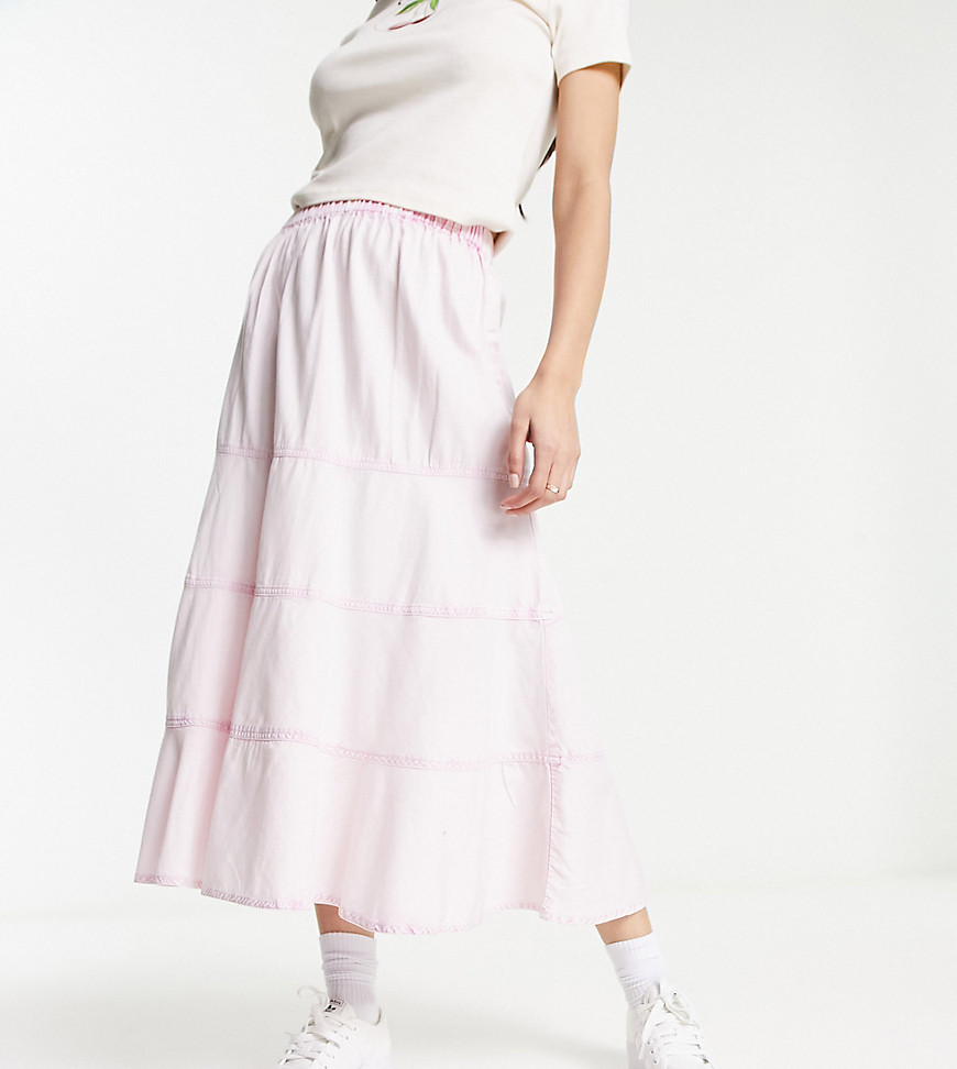COLLUSION twill panelled maxi skirt in washed pink-No colour