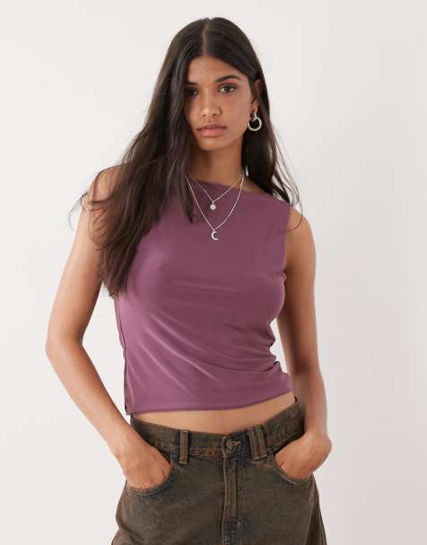 COLLUSION twist back top in aubergine - view 1
