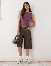 ASOS DESIGN funnel neck sporty jacket with gathered hem in olive green