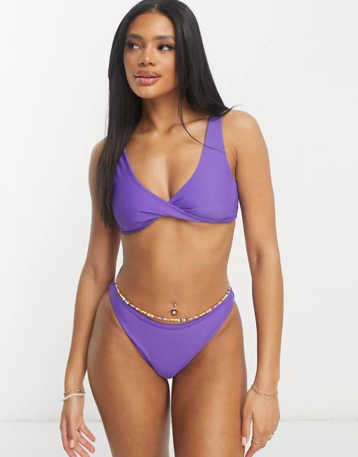 Monki cut out bikini top in bright orange