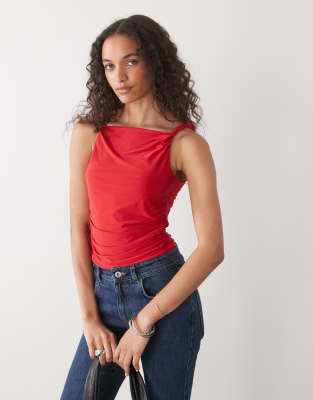 Collusion Twisted Strap Top In Red