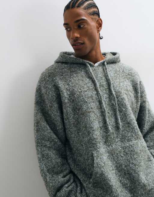 COLLUSION twisted yarn oversized hoodie in green, 3 of 5