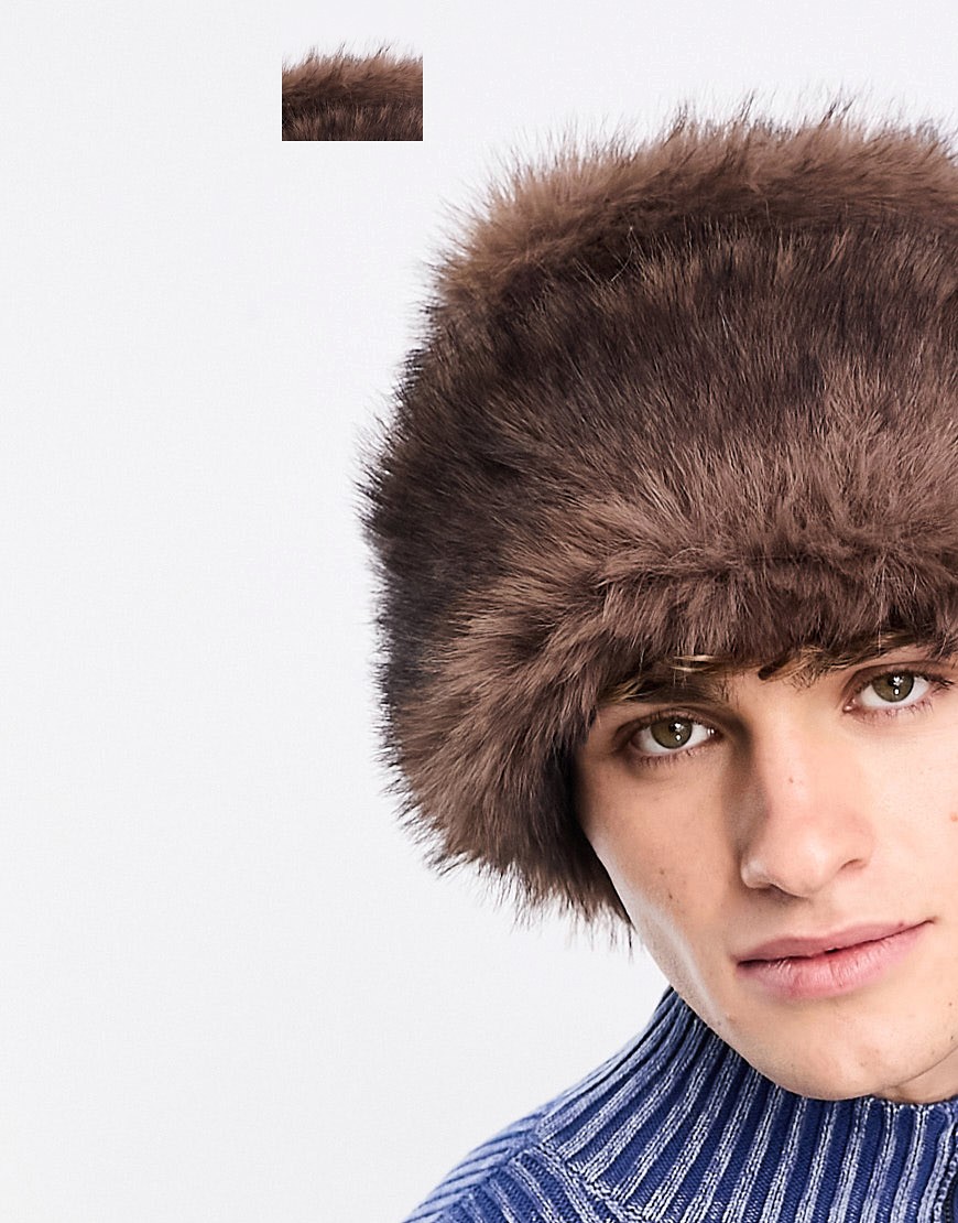 COLLUSION ultimate faux fur hat in brown