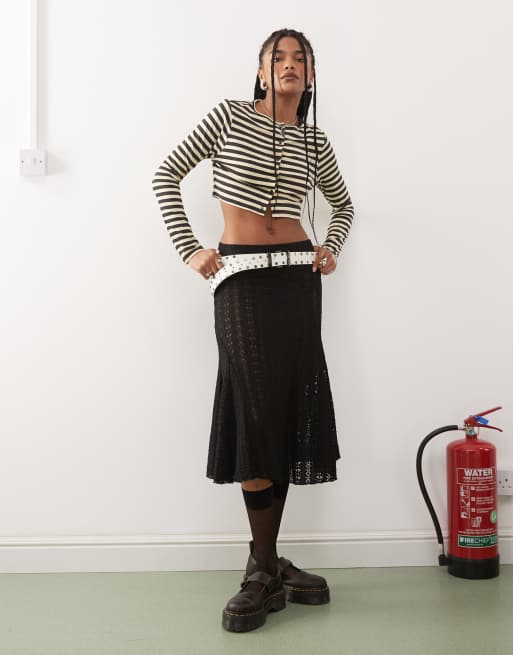 COLLUSION ultra micro cropped cardigan in yellow micro stripe, 4 of 4