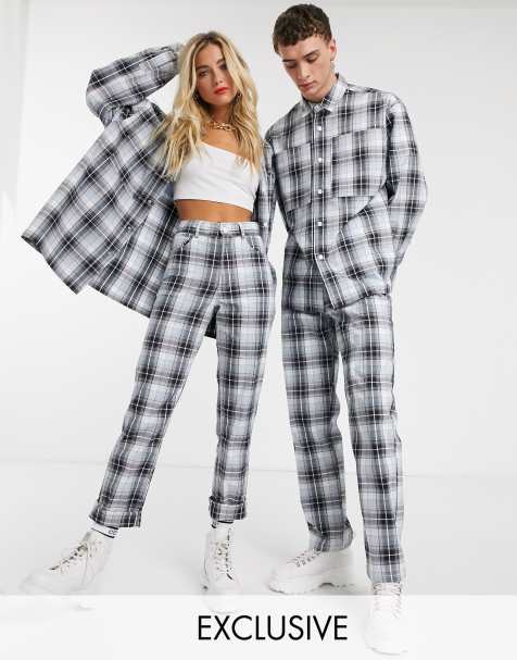 COLLUSION - Uniseks broek met hoge taille en ruit - view 1