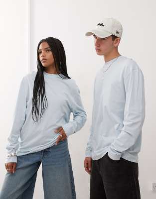COLLUSION - Uniseks T-shirt met lange mouwen in baby blauw - view 1