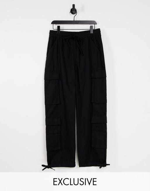 COLLUSION Unisex - 90s cargobroek met baggy pasvorm in zwart