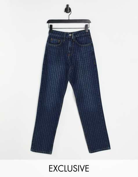 COLLUSION Unisex 90s straight leg jeans with laser pin stripe - view 1