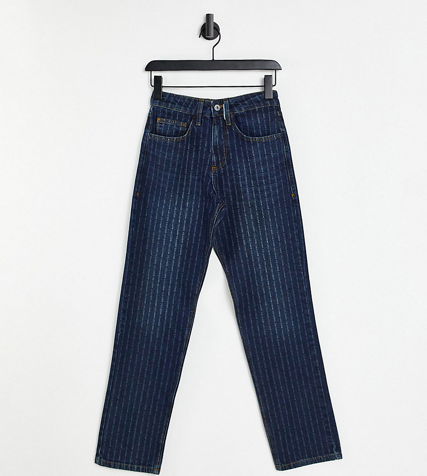 COLLUSION Unisex 90s straight leg jeans with laser pin stripe-Blues