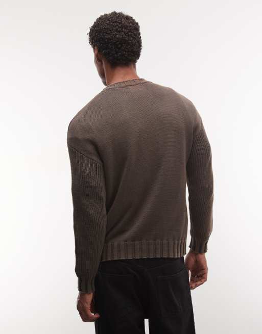 COLLUSION Unisex acid wash oversized crew neck jumper in grey, 3 of 4