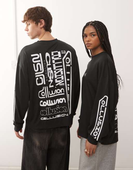COLLUSION Unisex - Airtex - Sport T-shirt met logoprint, 3 van 4