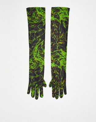 COLLUSION Unisex all over print long sleeve mesh gloves