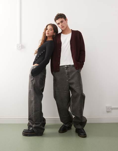 COLLUSION Unisex Antifit faux leather pants in black - view 1