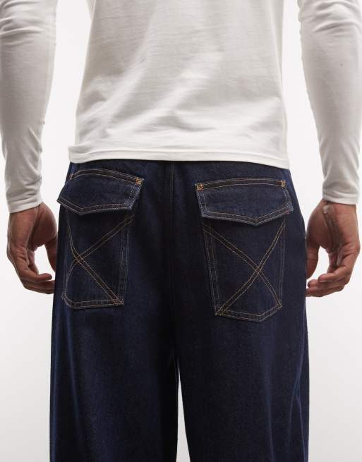 COLLUSION unisex antifit jeans i rinse-vask som del af sæt, 3 af 5