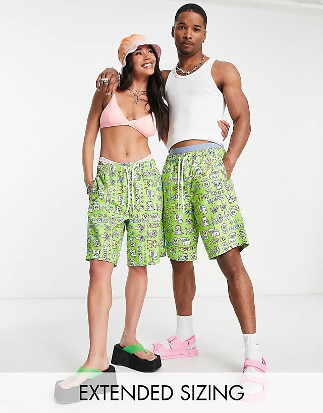 Collusion - unisex aop  print board short in green