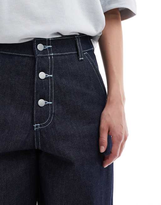 COLLUSION Unisex baggy carpenter jeans in raw denim | ASOS